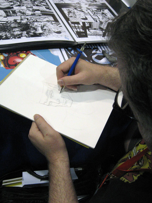 Dave Beaty sketching Firestorm