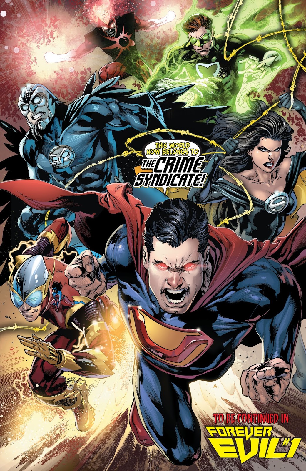 Crime Syndicate from Justice League #23 Trinity War part 6 by Ivan Reis, Joe Prado, and Rod Reis