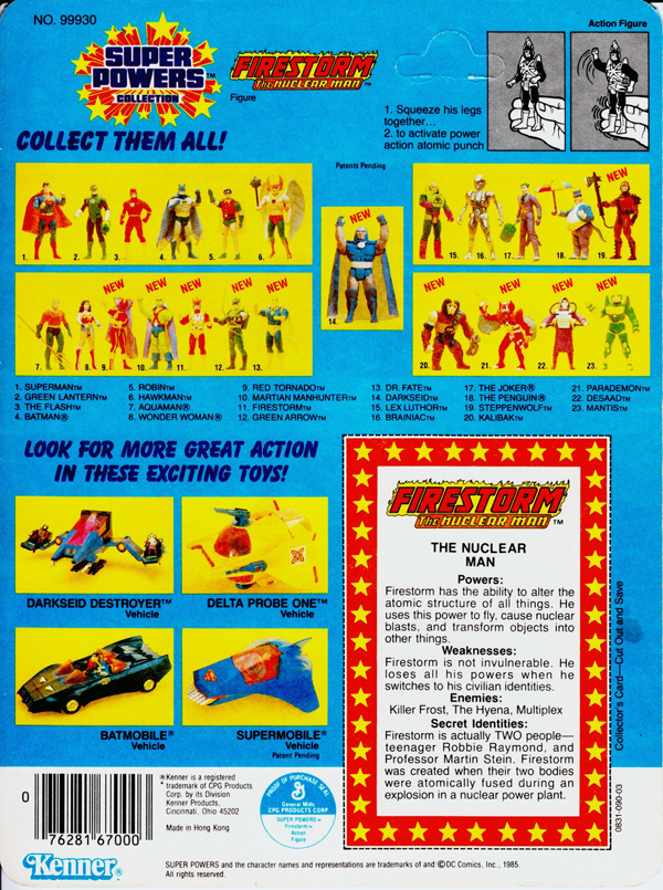 Firestorm Super Powers Action Figure Card