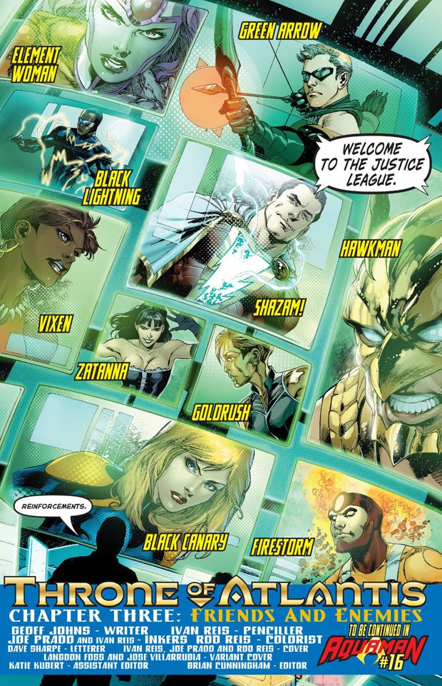 Justice League #16 by Geoff Johns, Ivan Reis, Joe Prado, and Rod Reis - Firestorm joins the Justice League