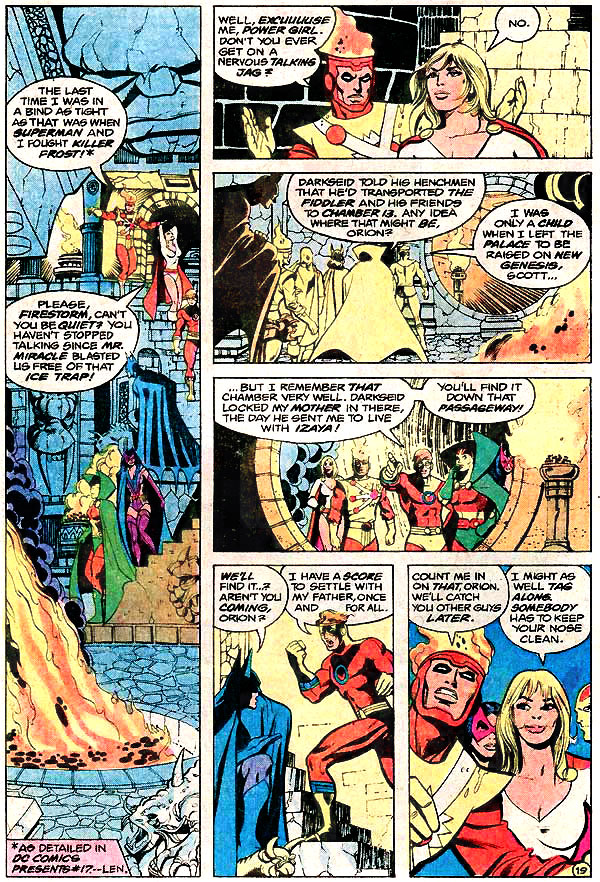 Power Girl and Firestorm romantic flirting - Justice League of America #185 by George Perez