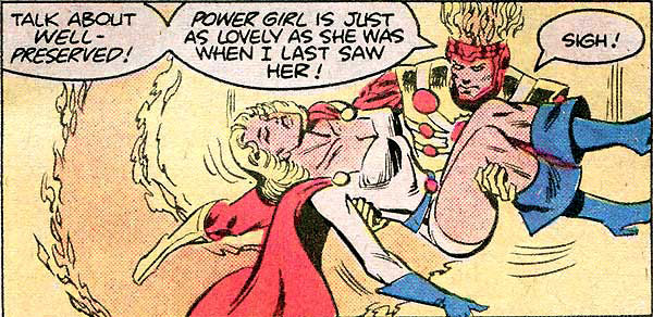 Power Girl and Firestorm romantic flirting - Justice League of America #208 by Don Heck
