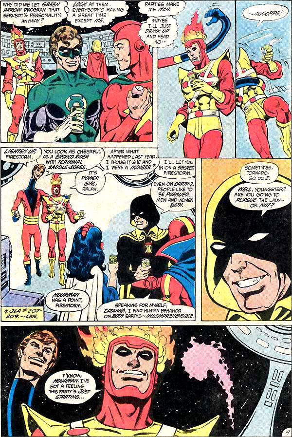Power Girl and Firestorm romantic flirting - Justice League of America #219 by Chuck Patton