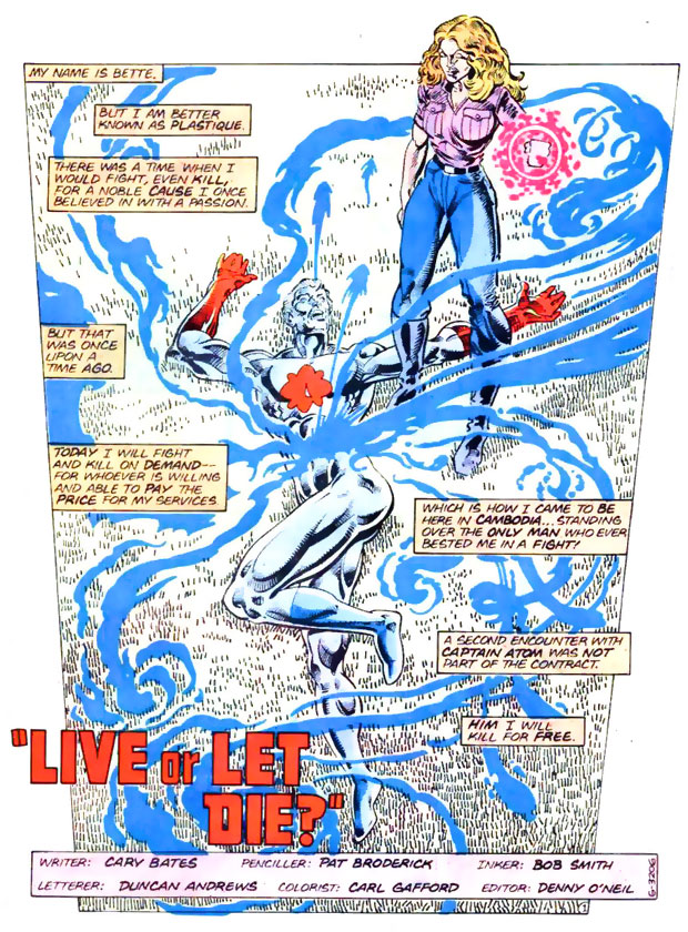 Plastique has Captain Atom at her mercy in Captain Atom #8