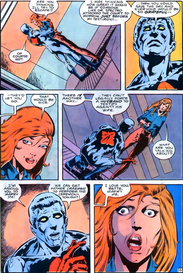 Captain Atom proposes to Plastique (1st proposal) in Captain Atom #49