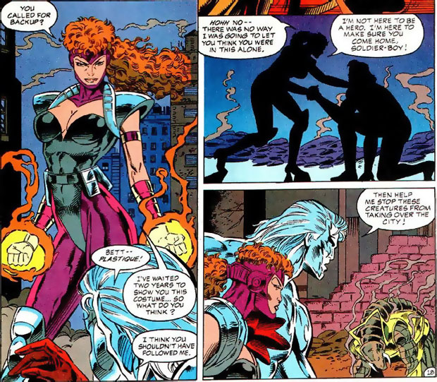 Captain Atom and Plastique fight side-by-side in Extreme Justice #8